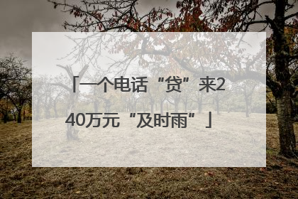 一个电话“贷”来240万元“及时雨”