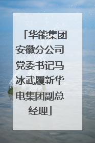 华能集团安徽分公司党委书记马冰武履新华电集团副总经理