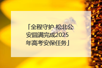 全程守护 松北公安圆满完成2025年高考安保任务