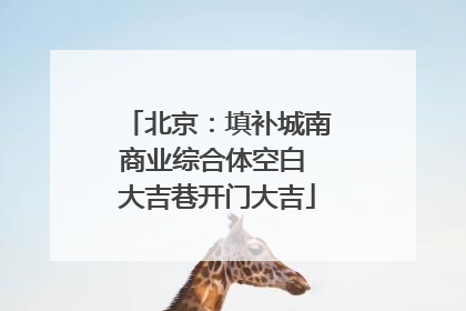 北京：填补城南商业综合体空白 大吉巷开门大吉