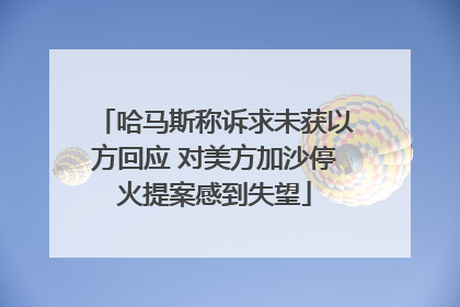哈马斯称诉求未获以方回应 对美方加沙停火提案感到失望