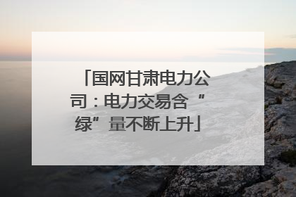 国网甘肃电力公司：电力交易含“绿”量不断上升