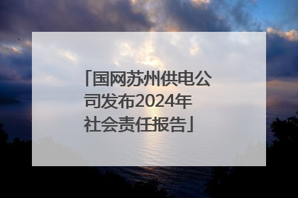 国网苏州供电公司发布2024年社会责任报告