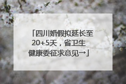 四川婚假拟延长至20+5天，省卫生健康委征求意见→