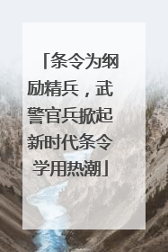 条令为纲励精兵，武警官兵掀起新时代条令学用热潮