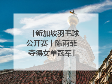 新加坡羽毛球公开赛丨陈雨菲夺得女单冠军