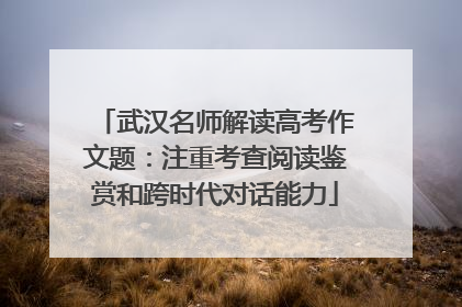 武汉名师解读高考作文题：注重考查阅读鉴赏和跨时代对话能力