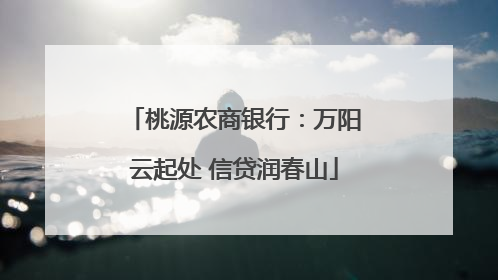 桃源农商银行：万阳云起处 信贷润春山