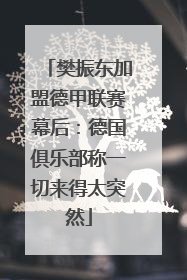 樊振东加盟德甲联赛幕后：德国俱乐部称一切来得太突然
