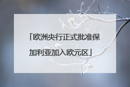 欧洲央行正式批准保加利亚加入欧元区