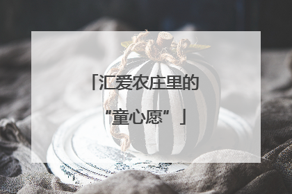 汇爱农庄里的“童心愿”