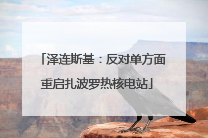 泽连斯基：反对单方面重启扎波罗热核电站