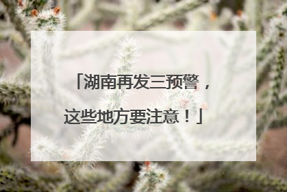 湖南再发三预警，这些地方要注意！