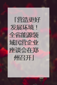 营造更好发展环境！全省能源领域民营企业座谈会在郑州召开