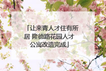 让来青人才住有所居 隆德路花园人才公寓改造完成