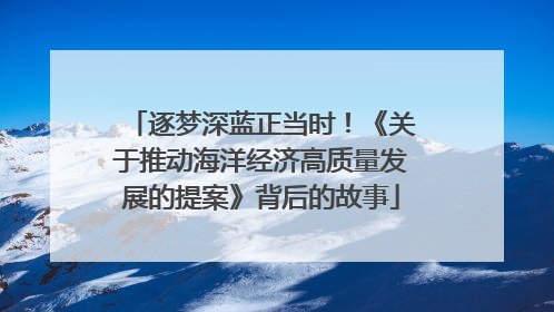 逐梦深蓝正当时！《关于推动海洋经济高质量发展的提案》背后的故事