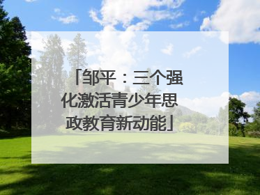 邹平：三个强化激活青少年思政教育新动能