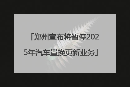 郑州宣布将暂停2025年汽车置换更新业务