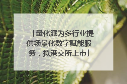 量化派为多行业提供场景化数字赋能服务，拟港交所上市