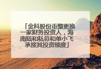 金科股份重整更换一家财务投资人，海南陆和私募和单小飞承接其投资额度