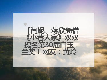 闫妮、蒋欣凭借《小巷人家》双双提名第30届白玉兰奖！网友：黄玲宋莹又相遇了