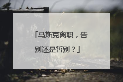 马斯克离职，告别还是暂别？
