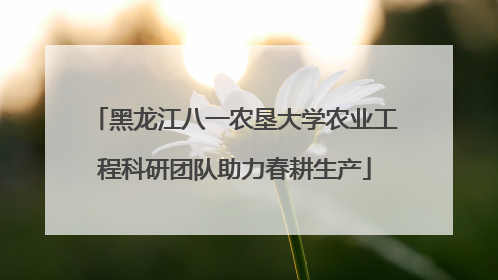 黑龙江八一农垦大学农业工程科研团队助力春耕生产