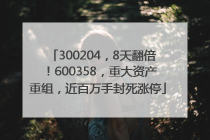 300204，8天翻倍！600358，重大资产重组，近百万手封死涨停